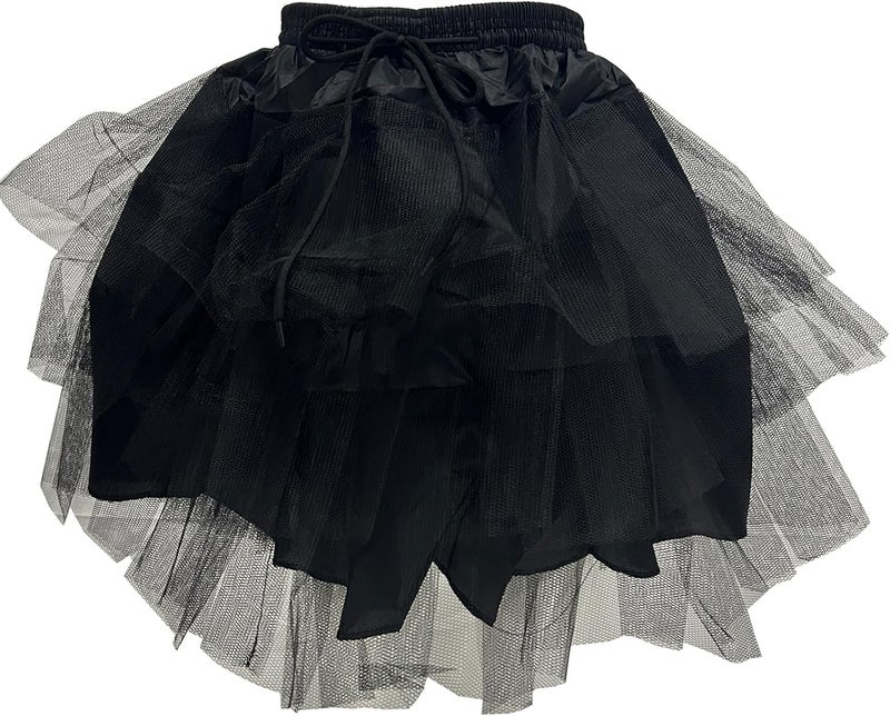 ZHIMYU Kids Girls Elastic Waist Hoopless Petticoat Crinoline with 3 Layers Ruffled Tutu Skirt Half Slip Underskirt - Image 1